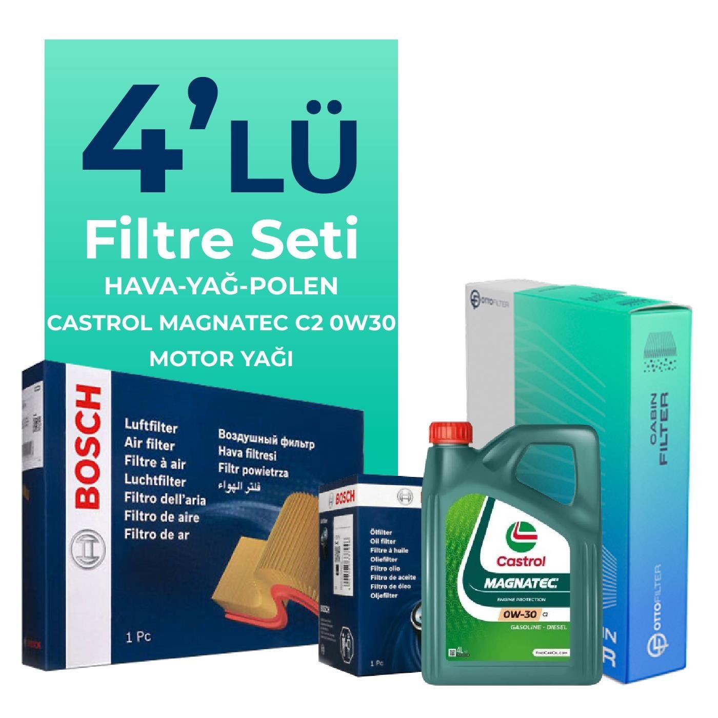 bosch-peugeot-3008-1-6-benzin-puretech-filtre-bakim-seti-castrol-motor-yagli-2019-2024-4-lu-59099