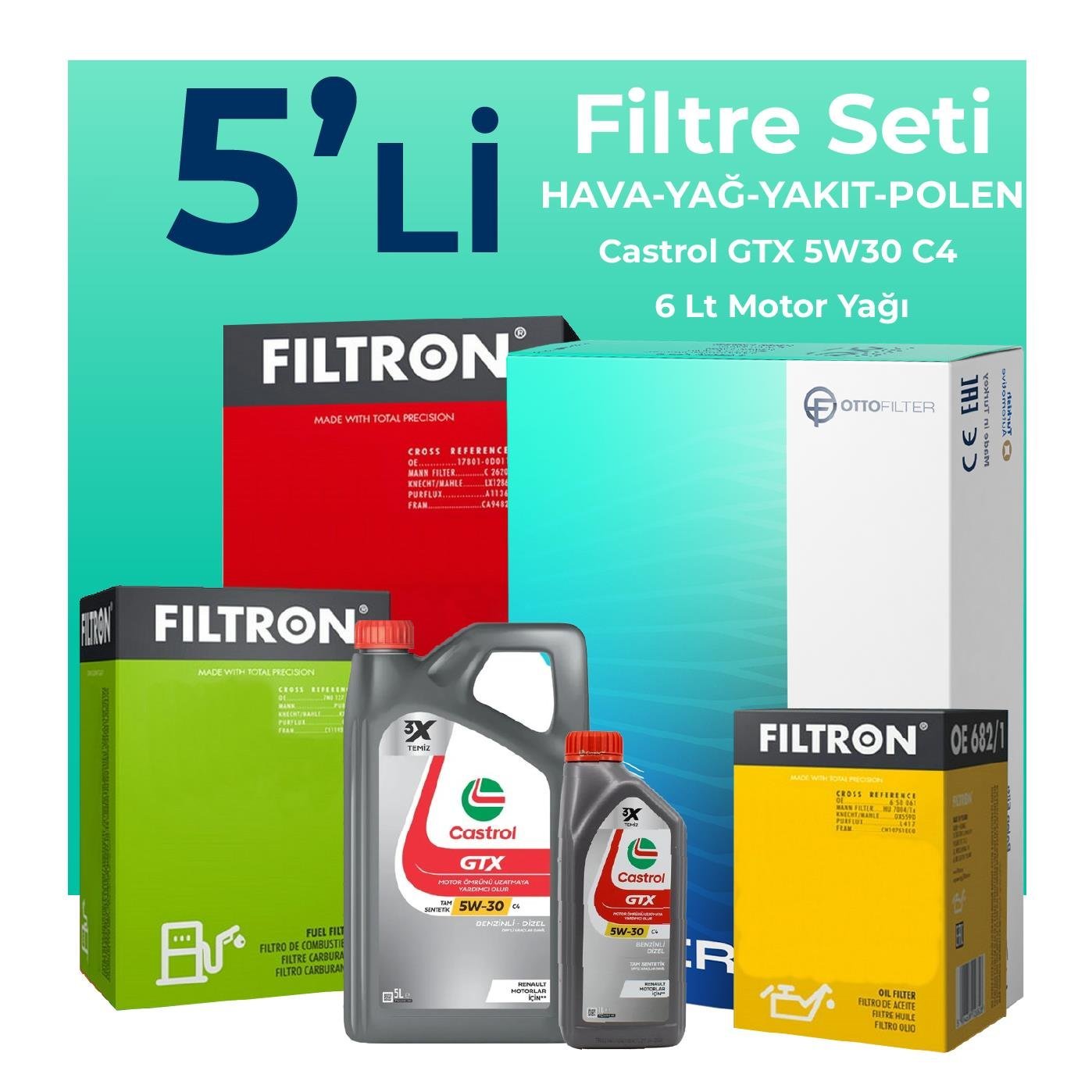filtron-hyundai-tucson-2-0-dizel-filtre-bakim-seti-castrol-motor-yagli-2004-2012-5-li-109008