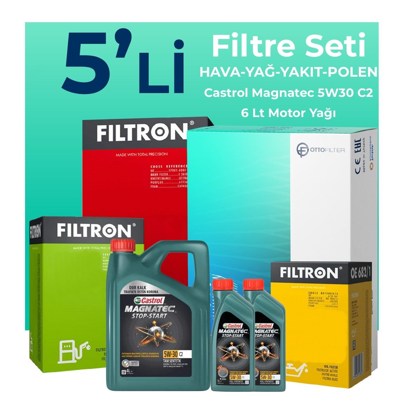 filtron-kia-rio-1-4-dizel-filtre-bakim-seti-castrol-motor-yagli-2011-2017-5-li-107844