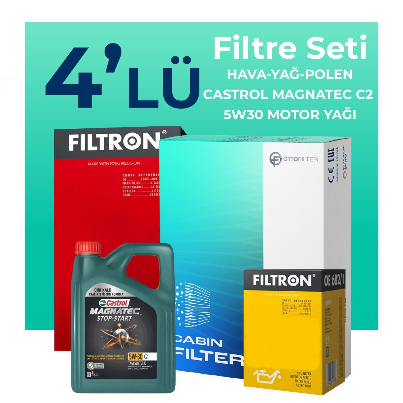 filtron-peugeot-206-1-6-benzin-88-beygir-filtre-bakim-seti-castrol-motor-yagli-1999-2001-4-lu-60756