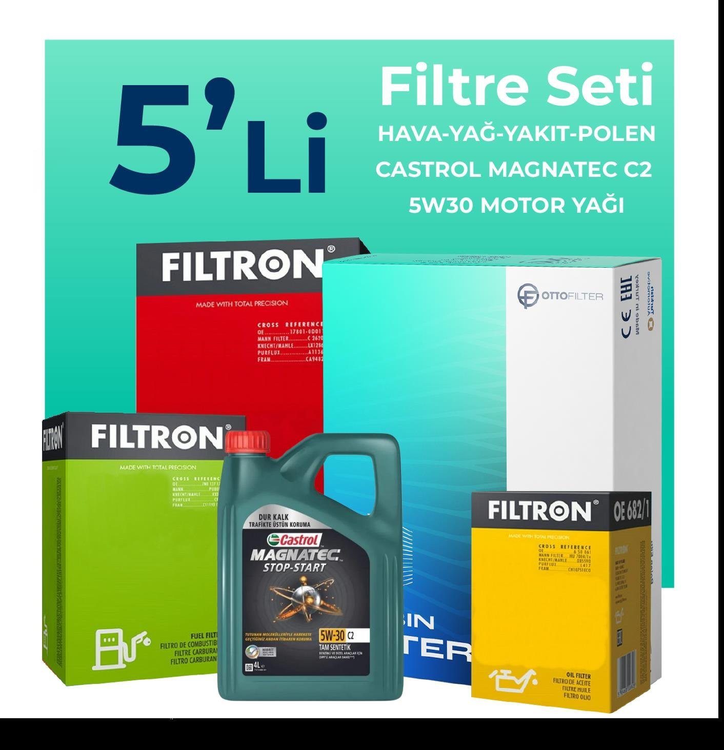 filtron-peugeot-207-1-6-dizel-92-beygir-filtre-bakim-seti-castrol-motor-yagli-2010-2013-5-li-60581